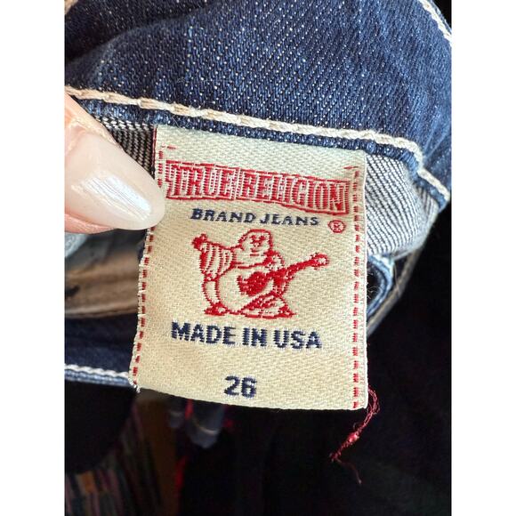 True Religion Joey Crystal Flap Pocket Jeans Dark Wash Size 26 Made in USA - Picture 9 of 10